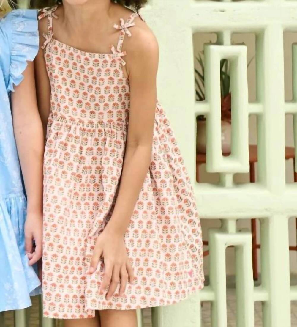 NEW PINK CHICKEN tia dress in pink prairie block print